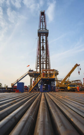 Oil and Gas Drilling Rig. Oil drilling rig operation on the oil